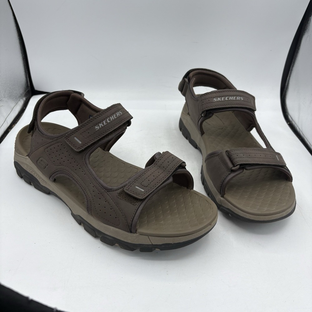 Skechers Sandals Mens Size 13 Relaxed Fit Luxe Foam Tresmen Garo Chocolate Brown